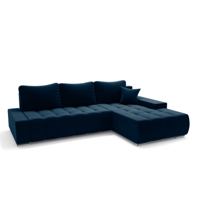 Canapé d'angle convertible en velours bleu foncé - Angle droit