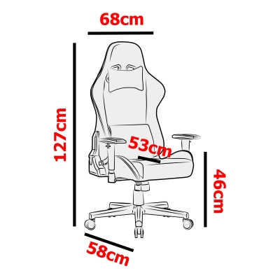 Fauteuil de bureau gaming en simili cuir noir blanc et rouge