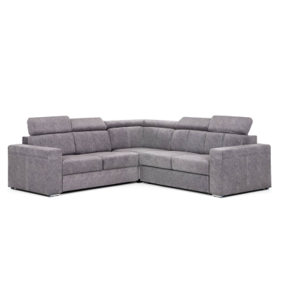 Canapé d'angle convertible et réversible en tissu gris clair