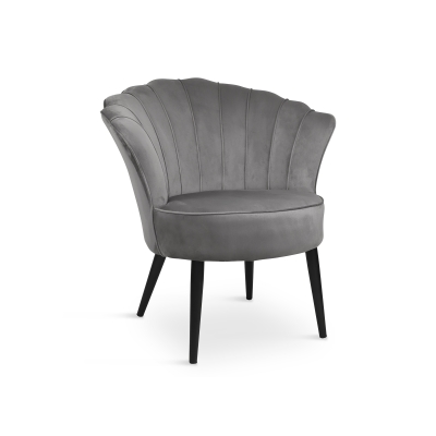 Fauteuil en velours gris pieds en métal noir