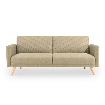 Canapé 3 places scandinave convertible en tissu beige