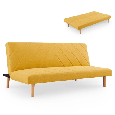 Banquette clic clac scandinave en tissu jaune