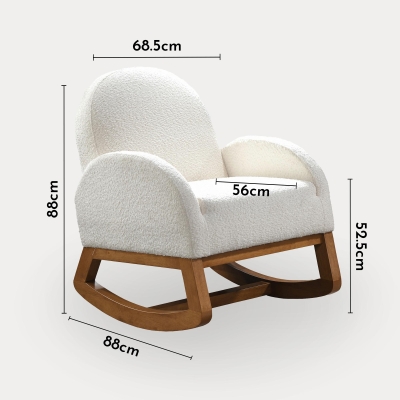 Fauteuil à bascule effet peau de mouton blanc et bois clair