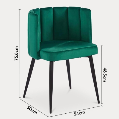 Lot de 2 chaises design en velours vert