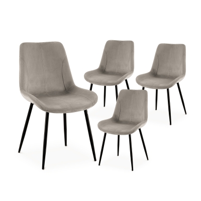 Lot de 4 chaises en velours beige pieds en métal noir