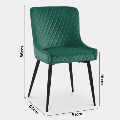 Lot de 2 chaises capitonnées en velours vert