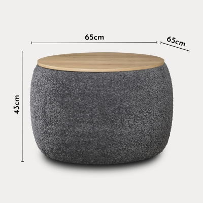 Pouf rond coffre effet peau de mouton gris foncé