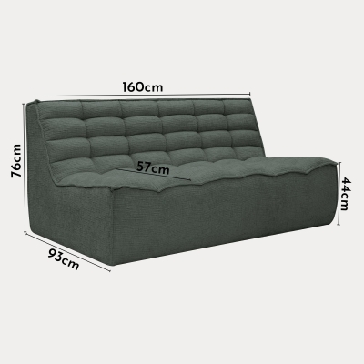 Canapé 2 places modulable en tissu vert