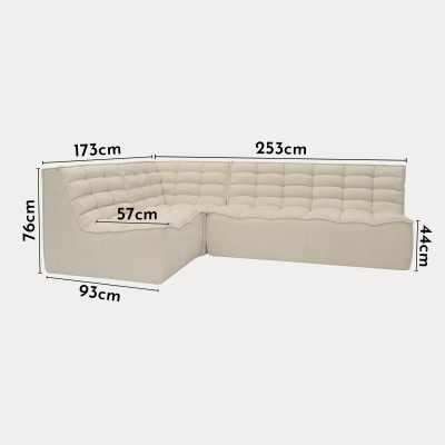 Canapé d'angle modulable en tissu beige