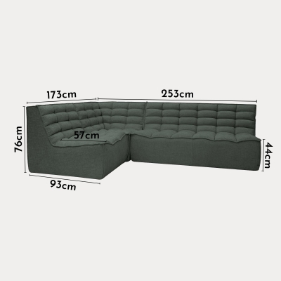 Canapé d'angle modulable en tissu vert