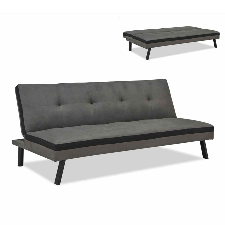 Banquette clic clac 3 places en tissu gris