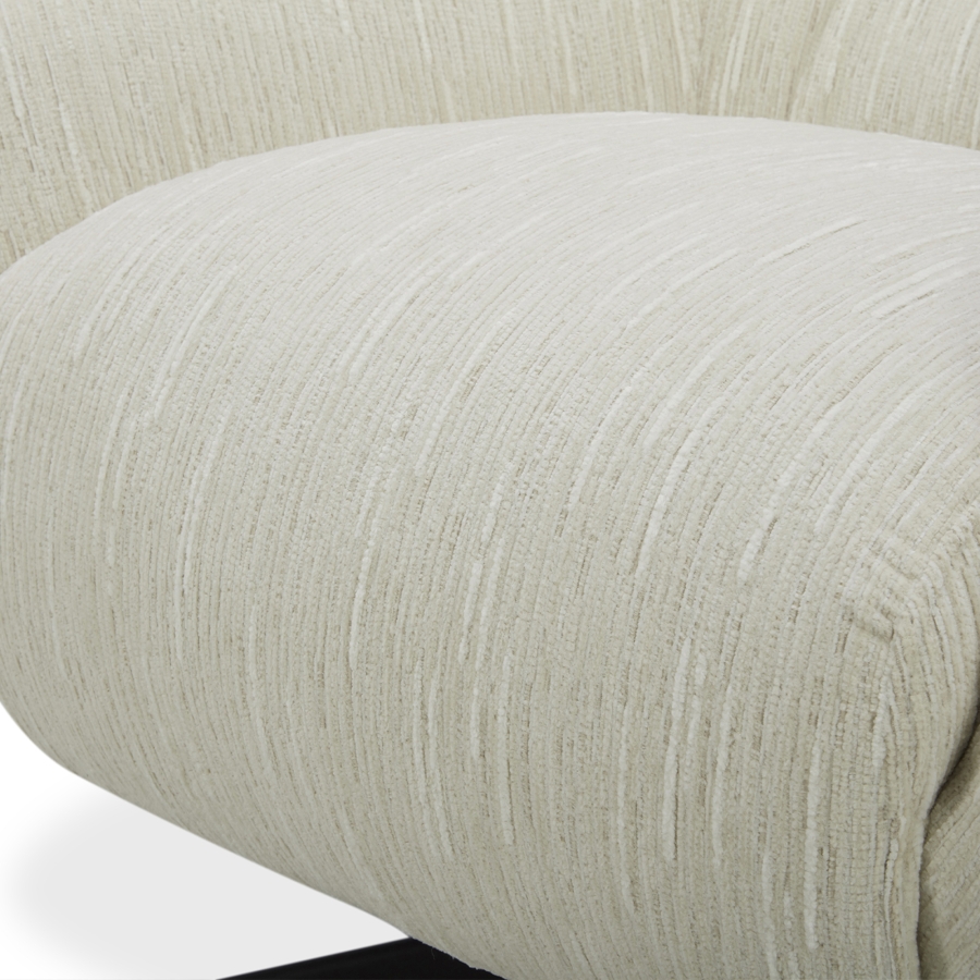 Fauteuil cabriolet pivotant en velours chiné beige