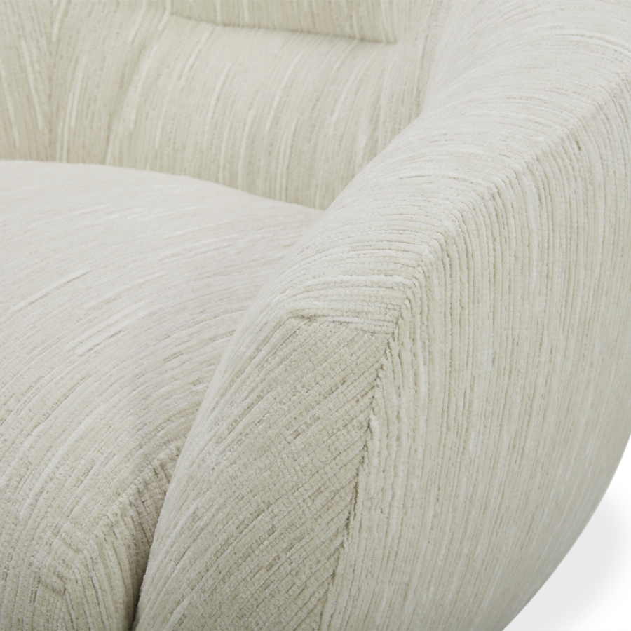 Fauteuil cabriolet pivotant en velours chiné beige