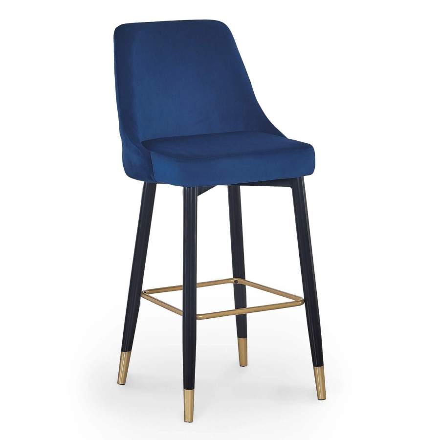 Lot de deux tabourets design en velours bleu