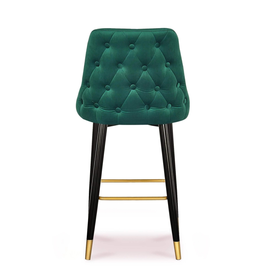 Lot de deux tabourets design en velours vert