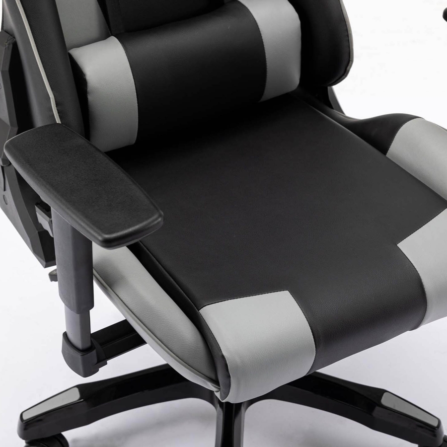 Fauteuil de gamer en simili cuir noir et gris