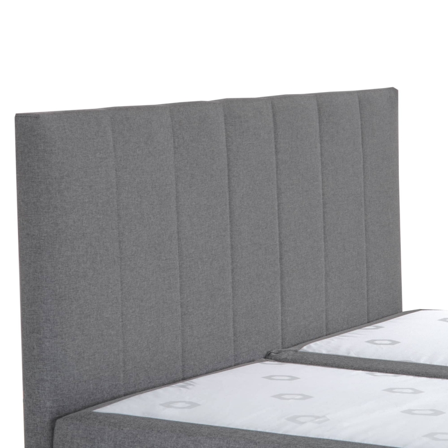 Lit boxspring 180x200 avec coffre de rangement en tissu gris