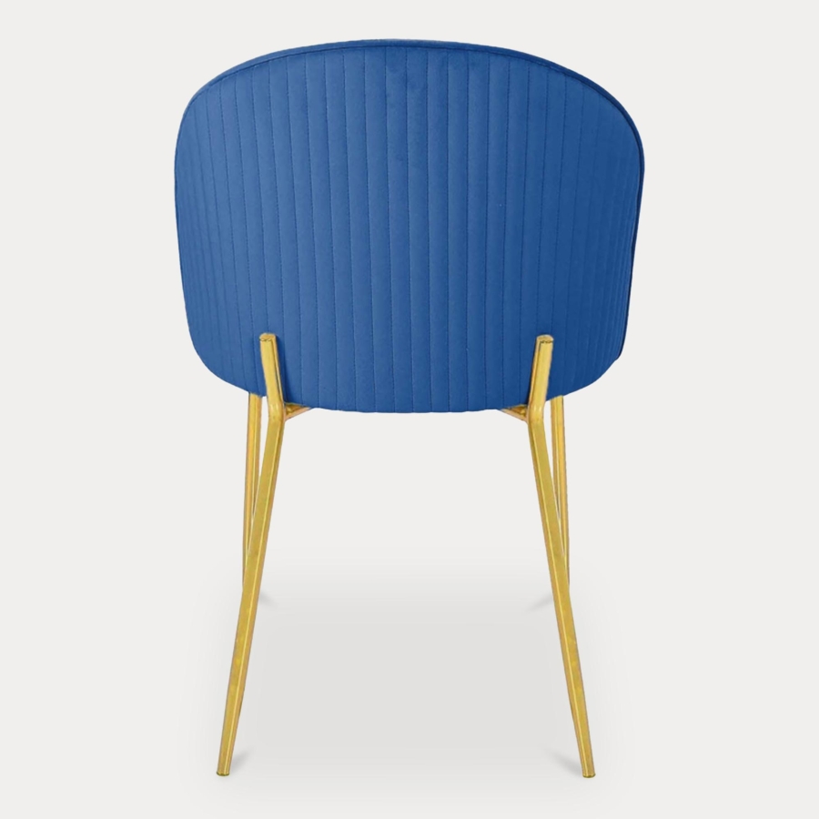 Lot de 2 chaises design en velours bleu et pieds dorés