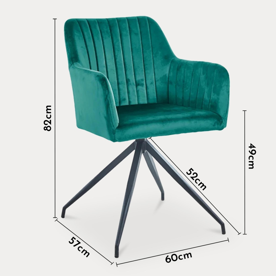 Lot de 2 chaises en velours vert piètement en métal noir