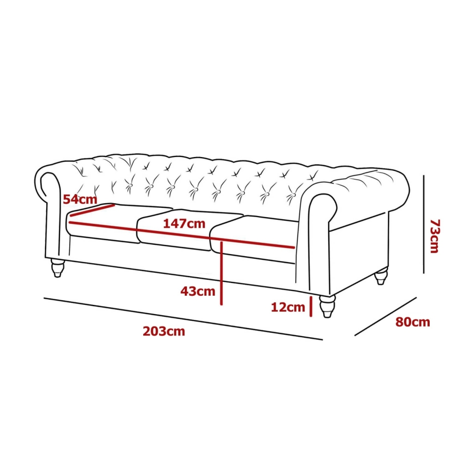 Canapé chesterfield 3 places noir