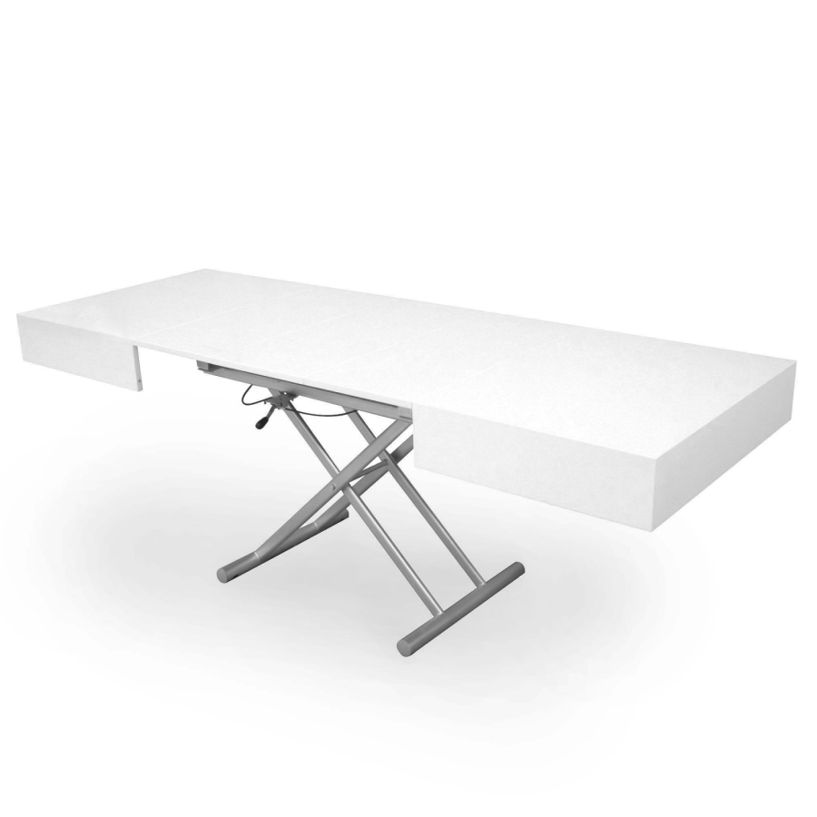 Table basse laquée blanc relevable extensible