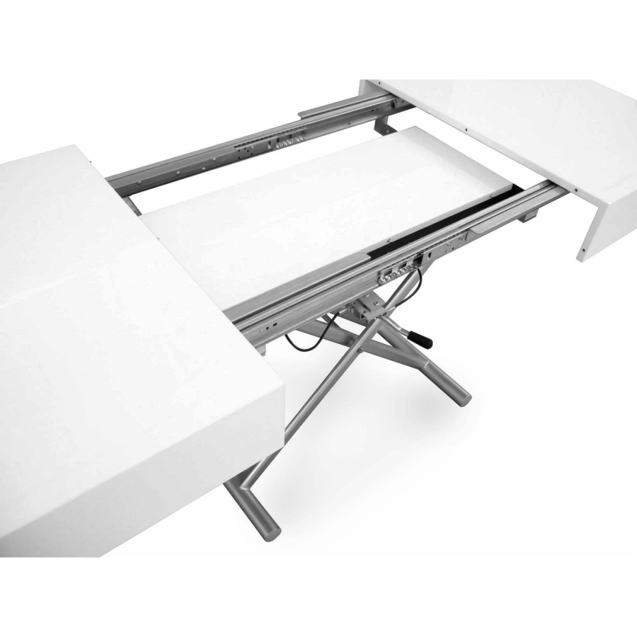 Table basse laquée blanc relevable extensible