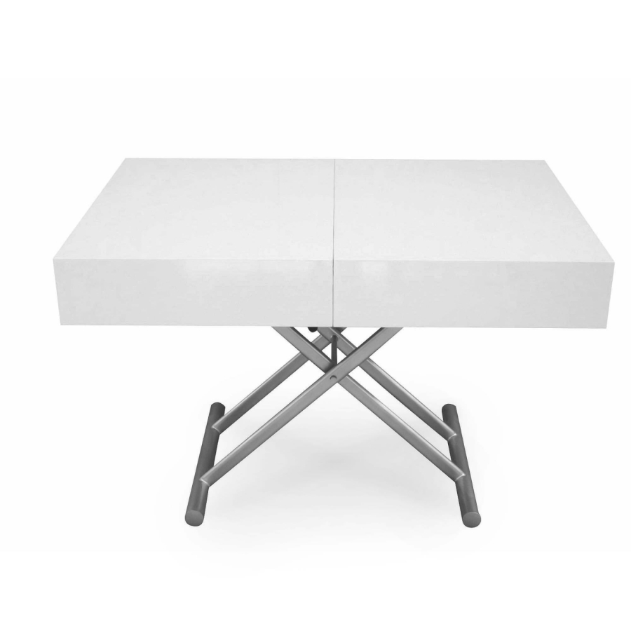 Table basse laquée blanc relevable extensible