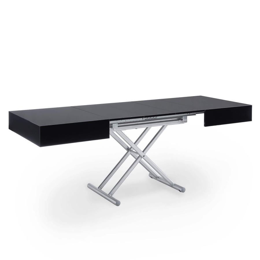 Table basse laquée noir relevable extensible