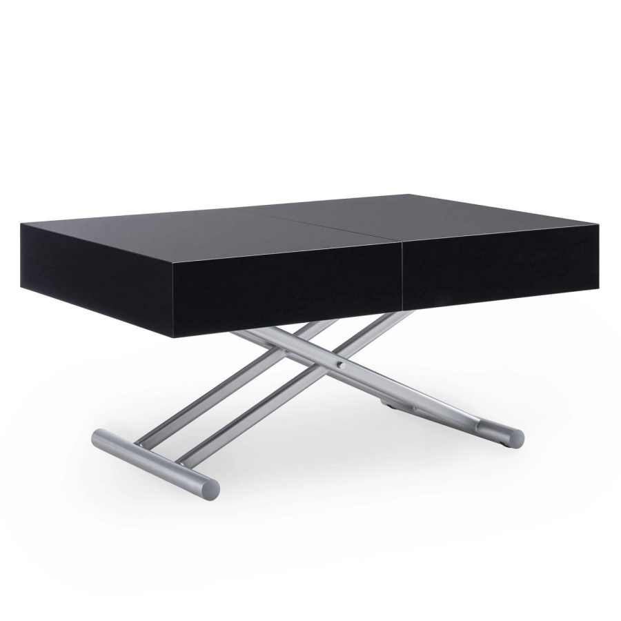 Table basse laquée noir relevable extensible