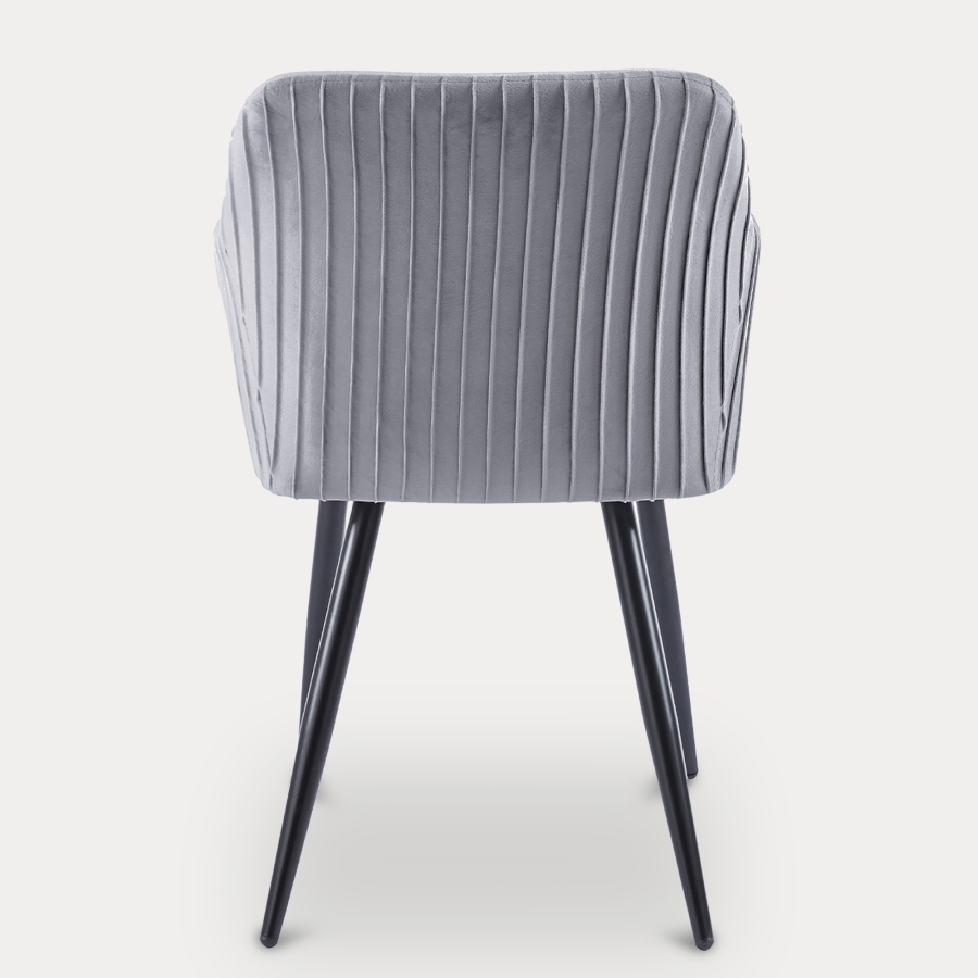 Lot de 2 chaises en velours gris piètement en métal noir