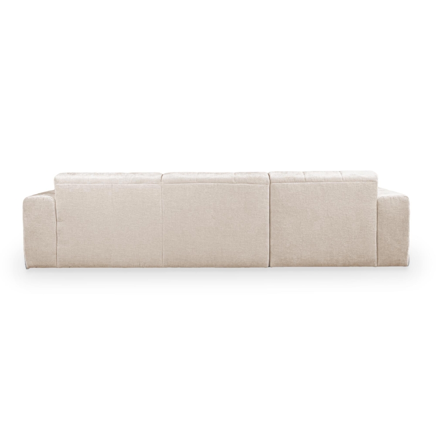 Canapé d'angle en tissu capitonné beige - Angle gauche