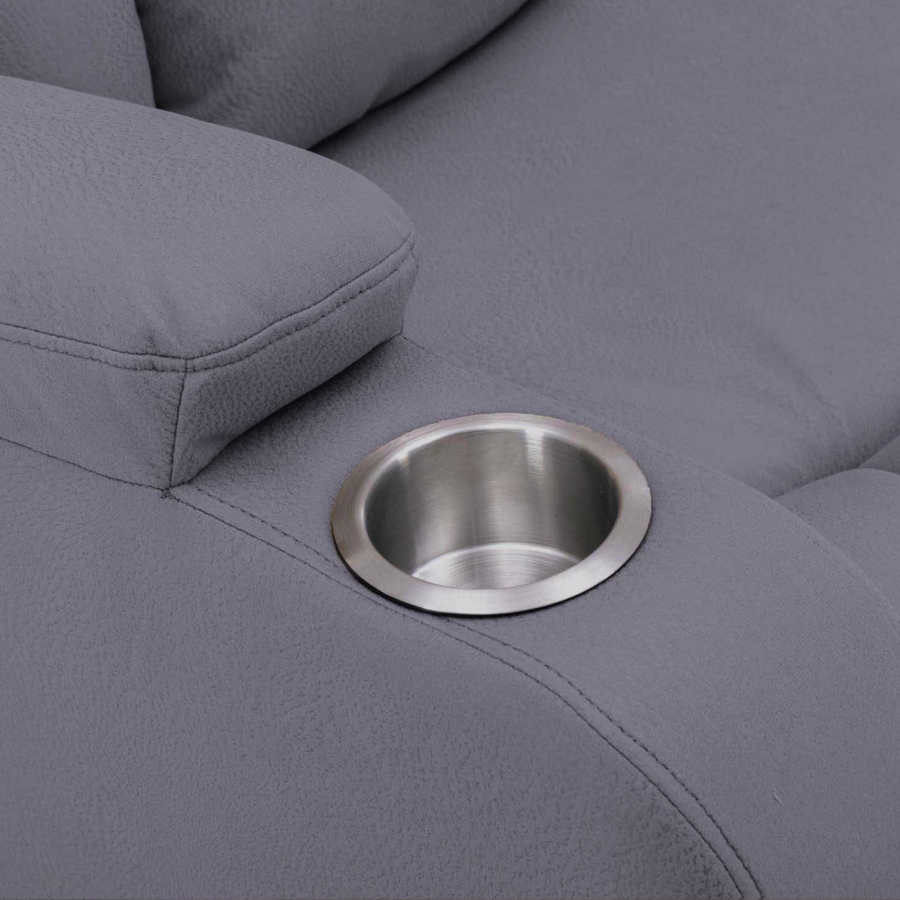 Canapé 2 places relax électrique en tissu gris microfibre