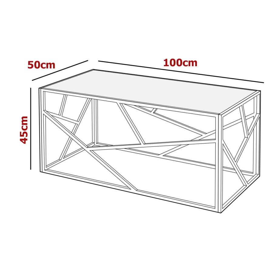 Table basse rectangulaire en verre noir et métal doré