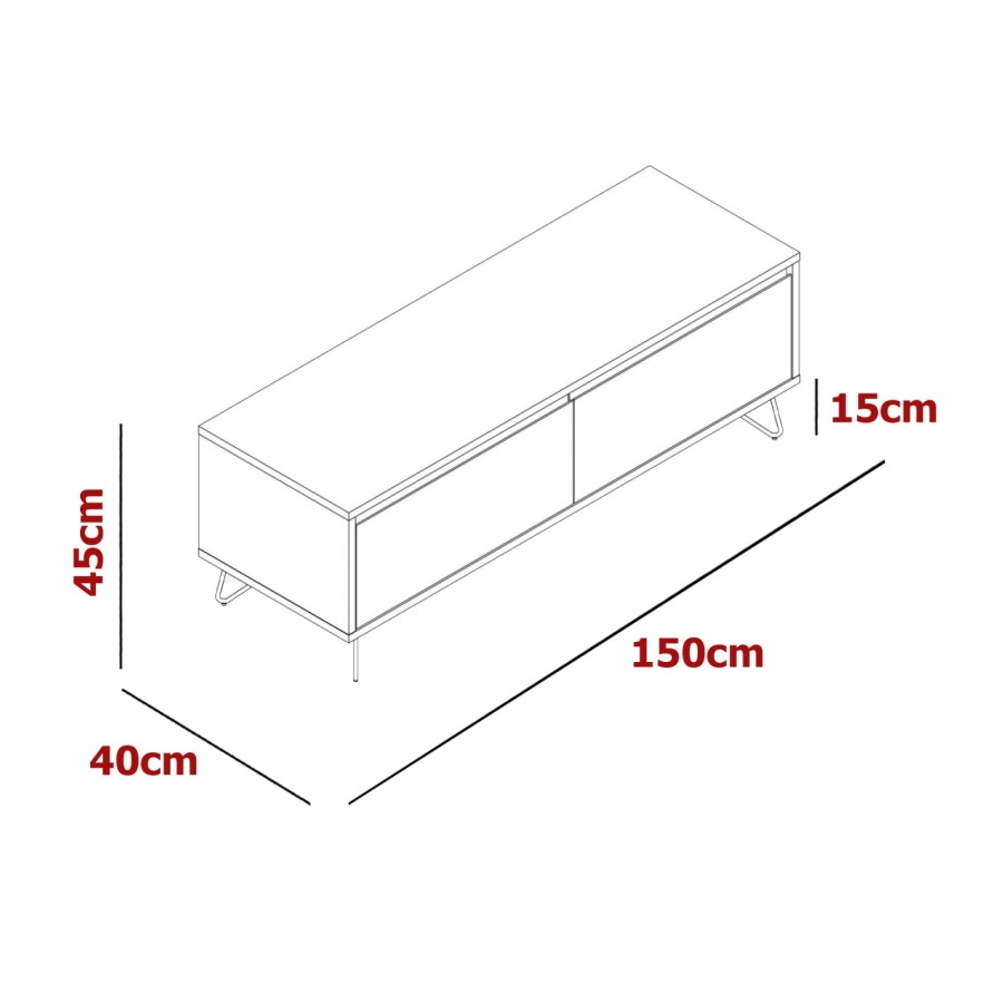 Meuble TV XXL bleu composé de 1 tiroir et 1 porte design