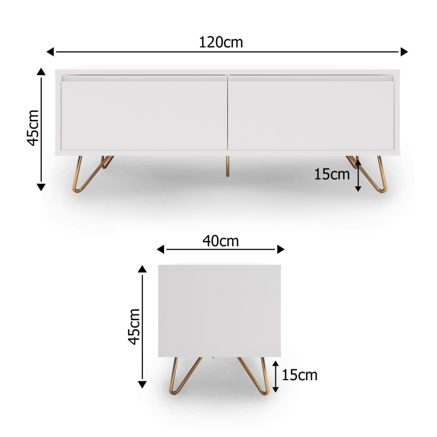 Meuble TV blanc composé de 1 tiroir et 1 porte design