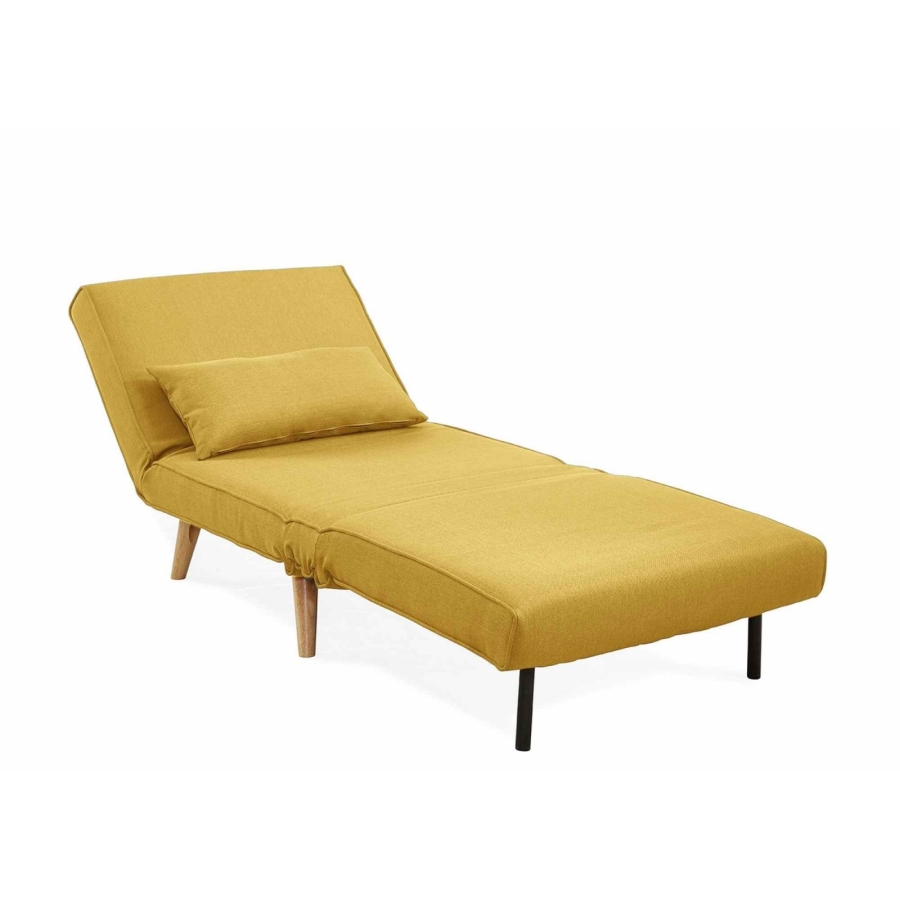 Fauteuil convertible en tissu jaune