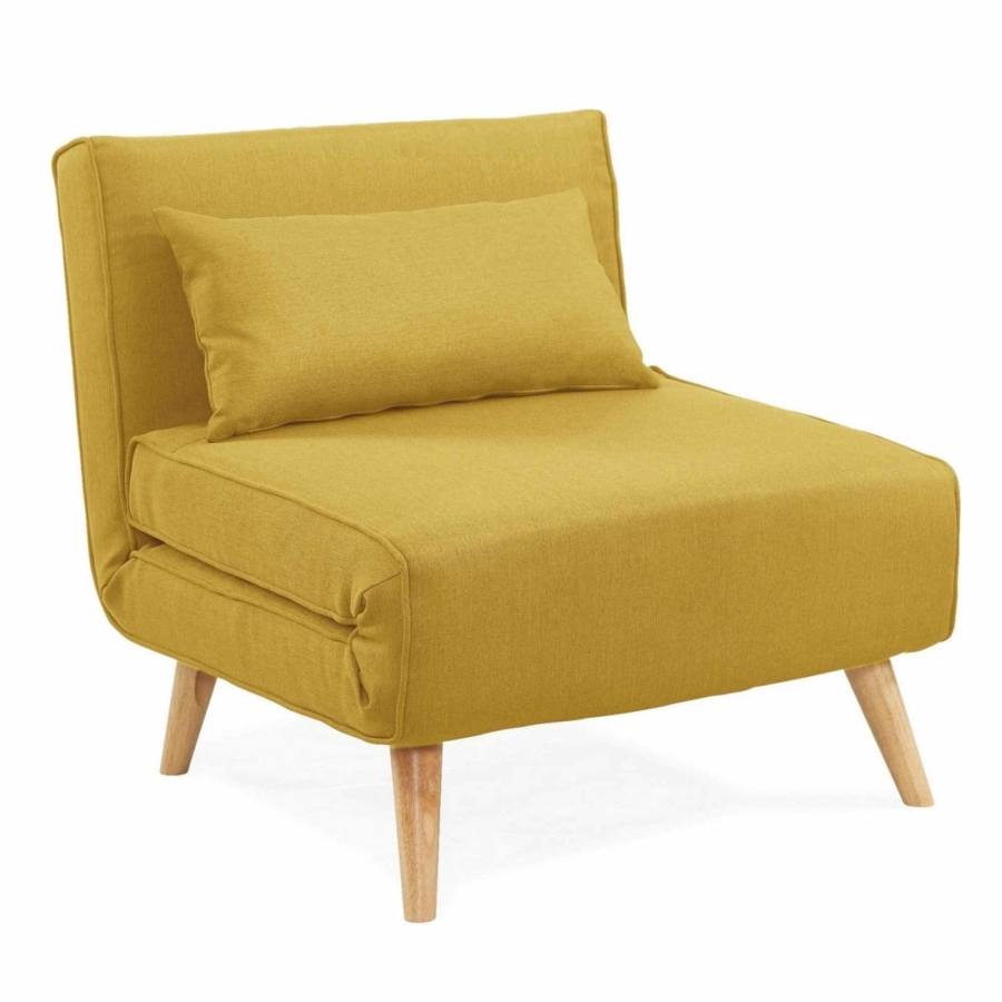 Fauteuil convertible en tissu jaune