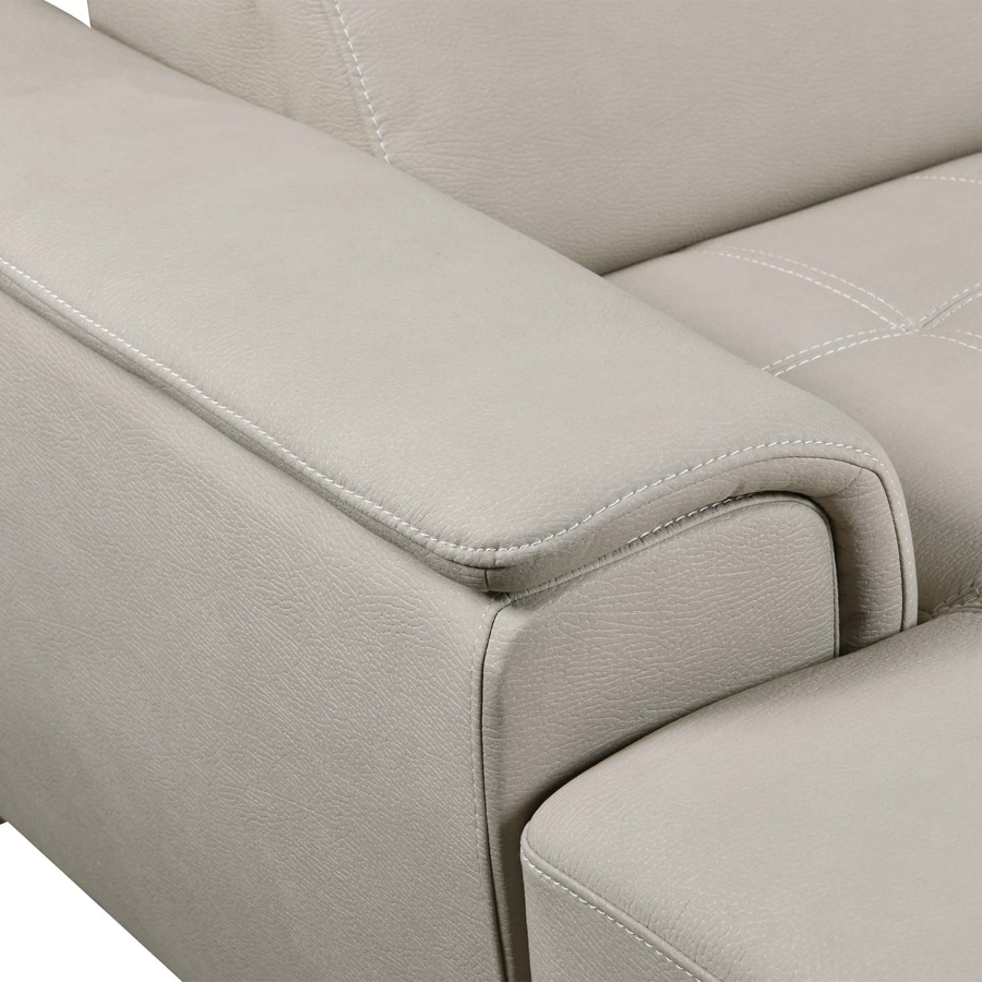 Canapé panoramique convertible avec coffre de rangement en tissu beige- Angle Droit