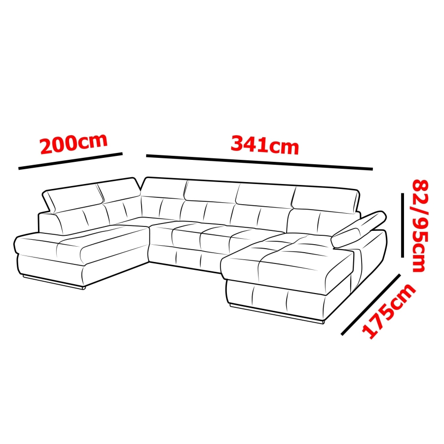 Canapé panoramique convertible coffre de rangement en velours taupe - Angle Droit