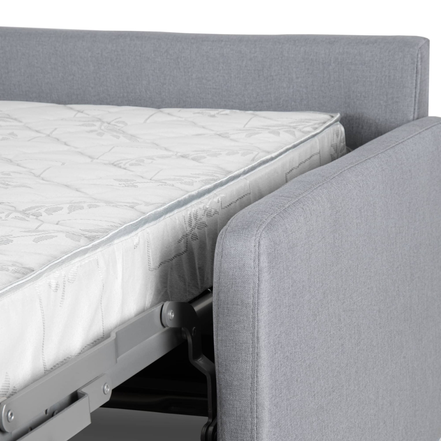 Canapé convertible 3 places en tissu gris ouverture express, accoudoirs slim