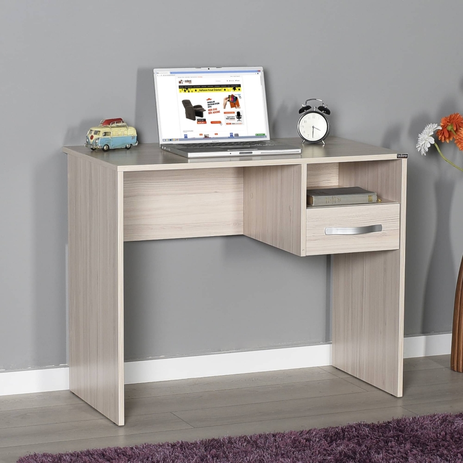 Bureau couleur chêne 1 tiroir 1 niche HUGO