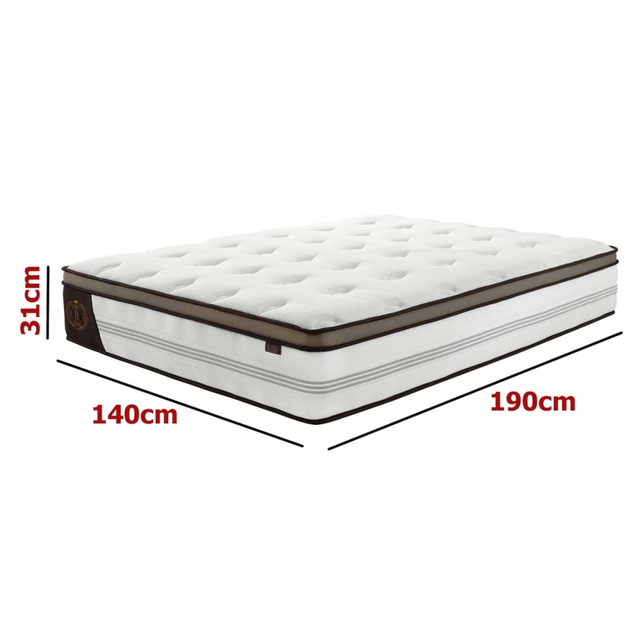 Matelas hybride 140 x 190 épaisseur 31 cm mémoire de forme et ressorts ensachés