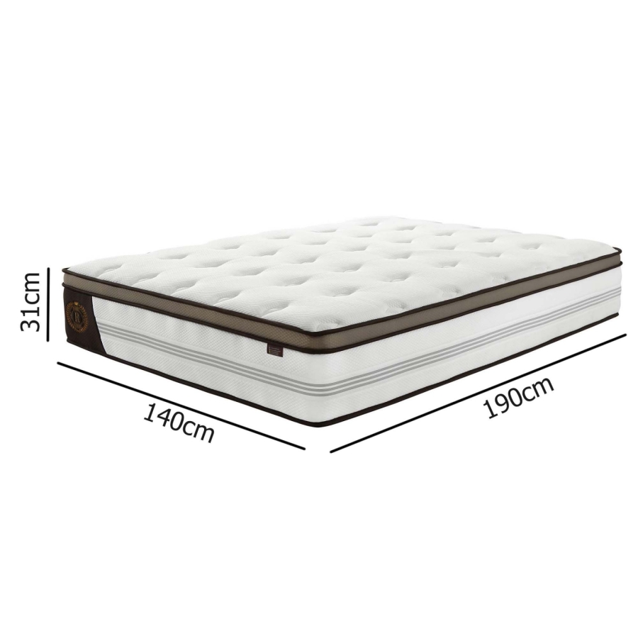 Matelas hybride 140 x 190 épaisseur 31 cm mémoire de forme et ressorts ensachés