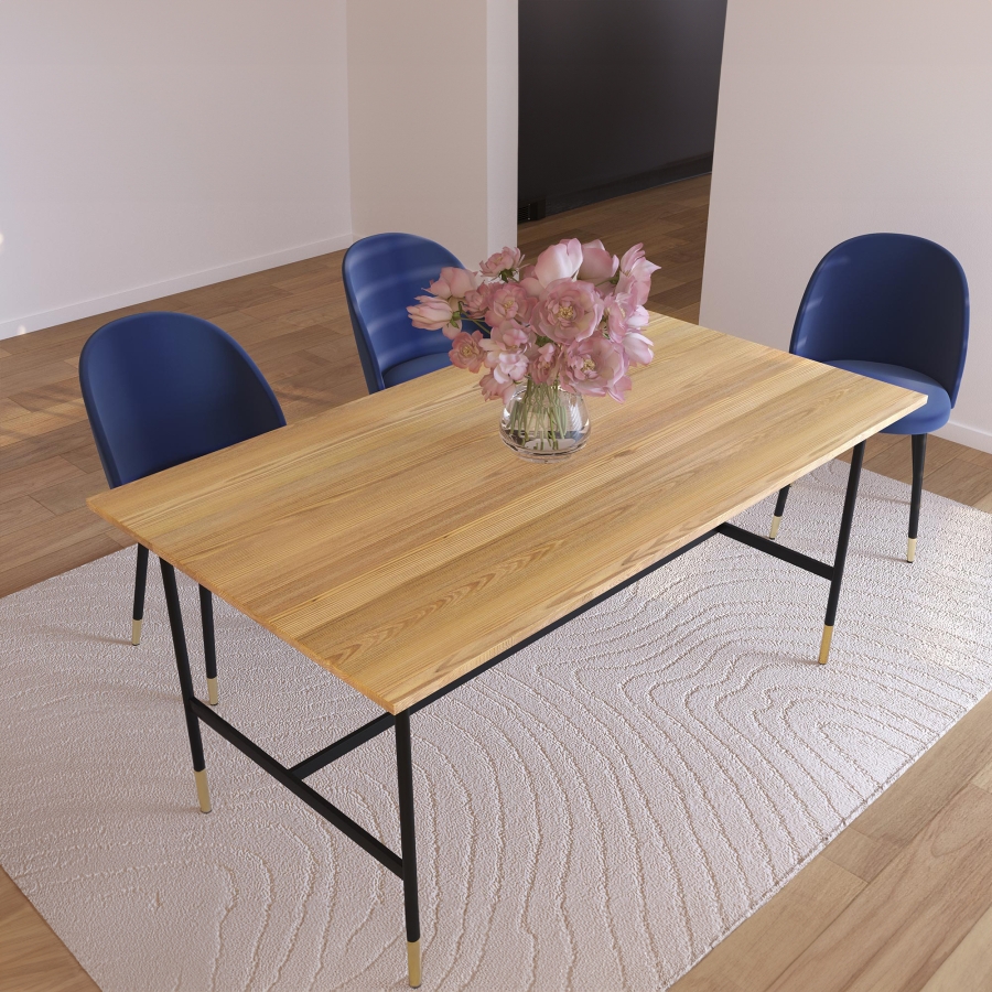 Table à manger en bois et métal noir 6 personnes