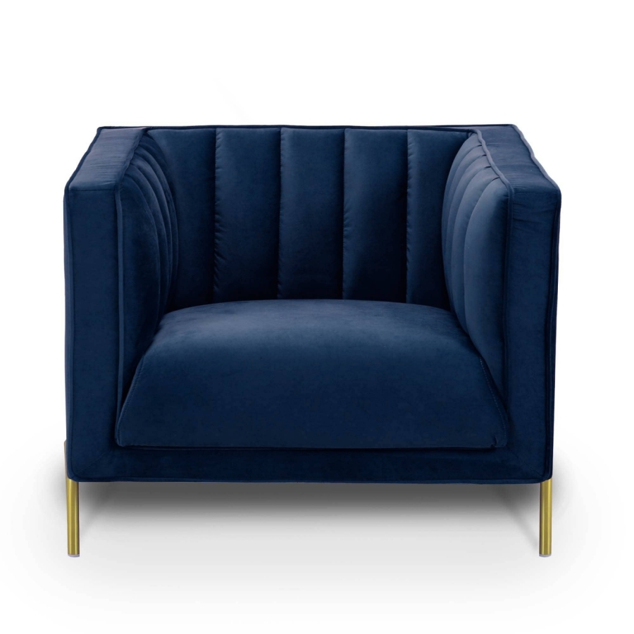 Fauteuil en velours de couleur bleu