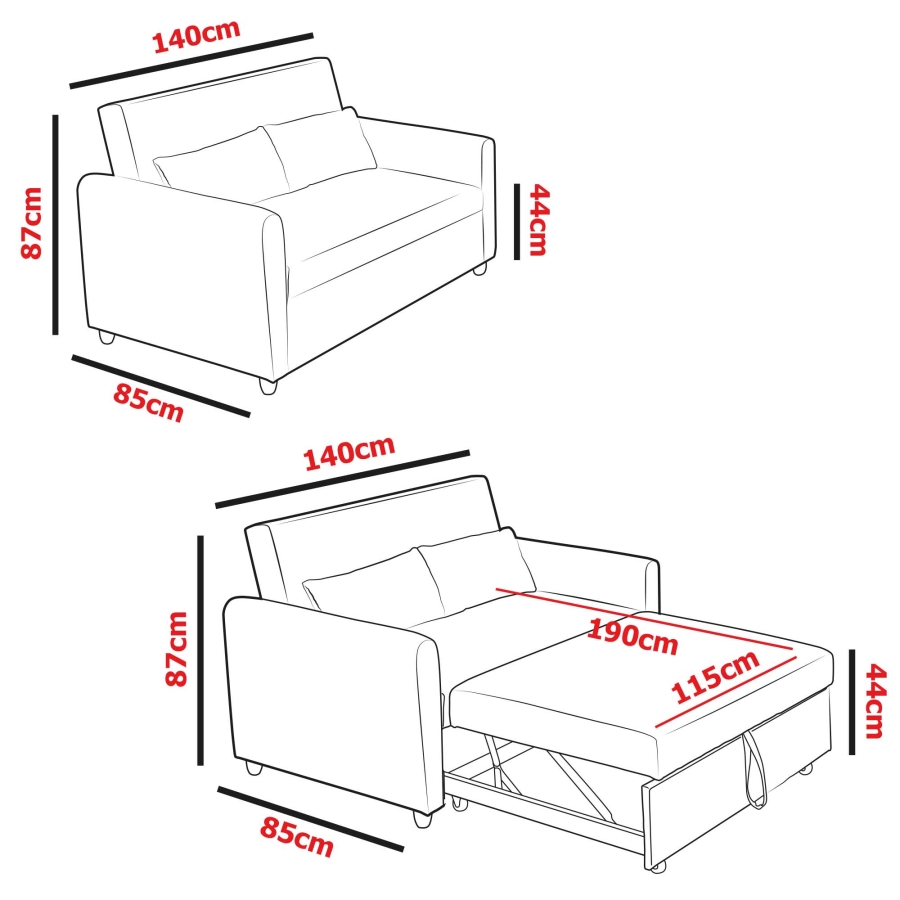 Canapé 2 places convertible scandinave en tissu bleu