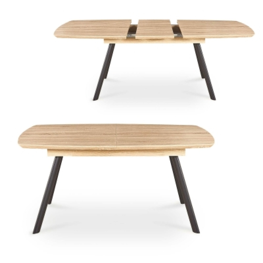 Table à manger extensible contemporaine couleur chêne 6-8 personnes