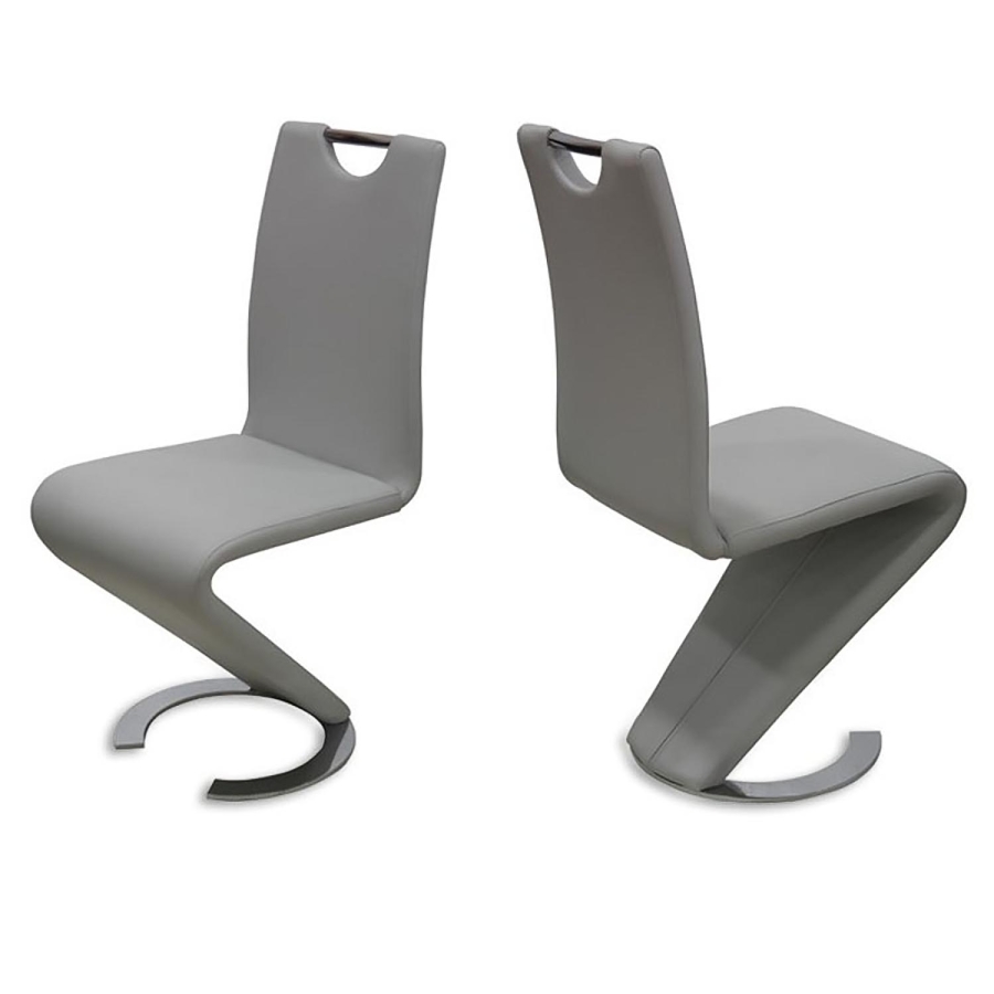 Lot de 2 chaises design en simili cuir gris