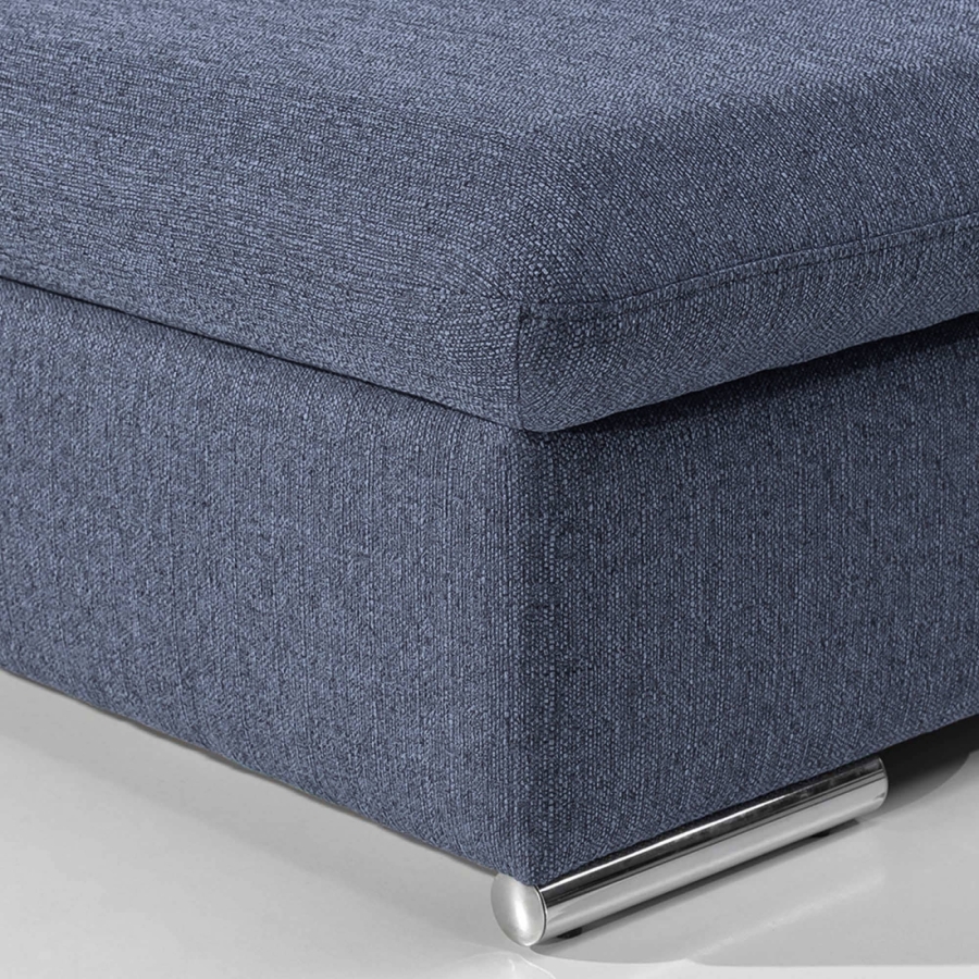 Canapé d'angle convertible avec coffre de rangement en tissu bleu MACY - Angle droit