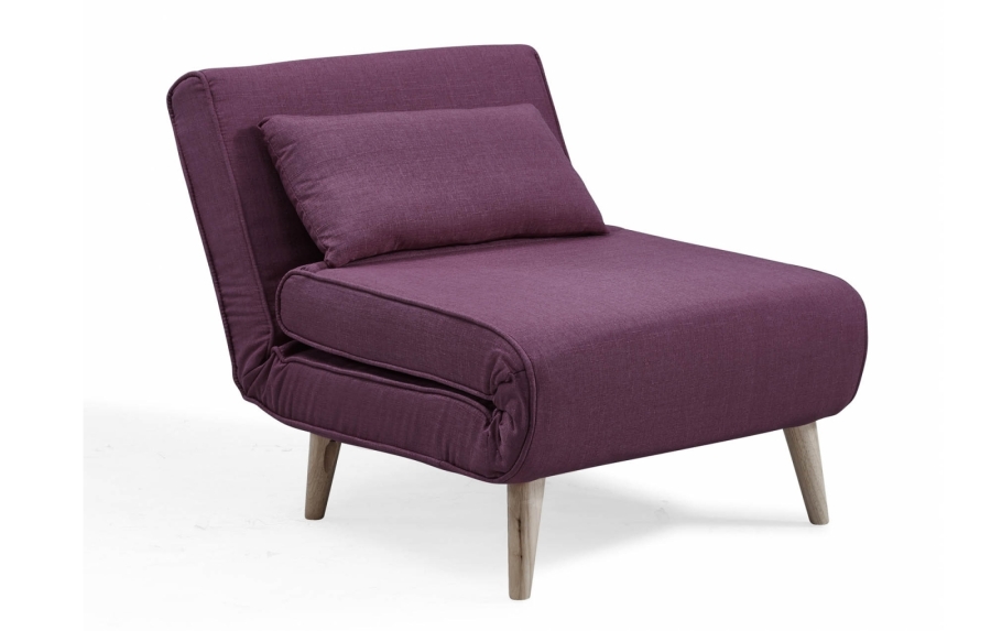 Fauteuil convertible en tissu violet